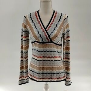 Emma James sweater size petite medium zig zag print Paradise pretty lightweight